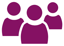 une ic&ocirc;ne de personnes violettes sur fond noir