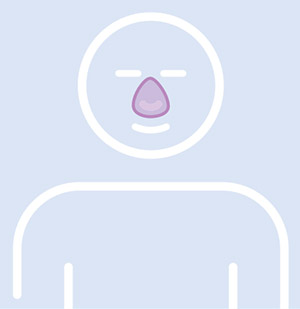 Dessin de l'emplacement d'un masque nasal sur le visage d'un patient traité pour l'apnée du sommeil