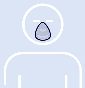 Dessin de l'emplacement d'un masque naso-buccal sur le visage d'un patient traité pour l'apnée du sommeil